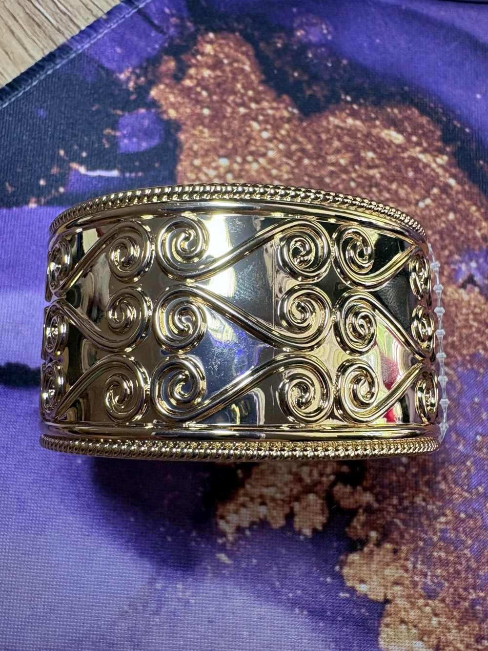 fresh Gold Scrollwork Wide Cuff Bracelet